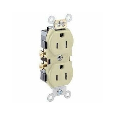 Leviton Commercial Grade Duplex Receptacle, 15, 125 Volt CR15-IS