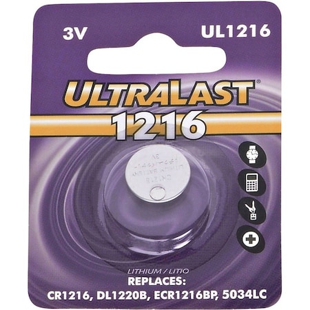 Ultralast NABC UL-1216 UltraLast Lithium Manganese Dioxide Button Cell Battery UL1216