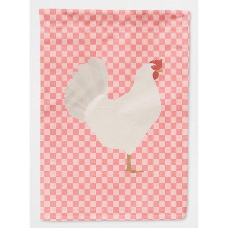 Carolines Treasures Leghorn Chicken Pink Check Garden Flag BB7840GF