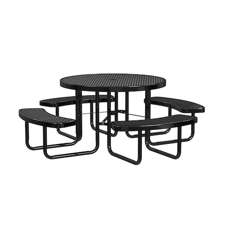 Leisure Craft Round Portable Picnic Table, Black, 46 in L T46ROP-BLACK