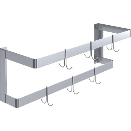 Amgood 36 in. Wall-Mounted Stainless Steel Double-Line Pot Rack AMG DPR-36-Z
