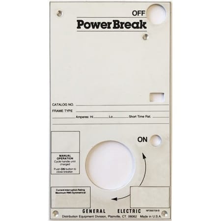 Brah Electric Nameplate For Newer Power Break I Small Frame Inverted Configuration, 2500A-4000A, Manually Operated PB1NSMSI