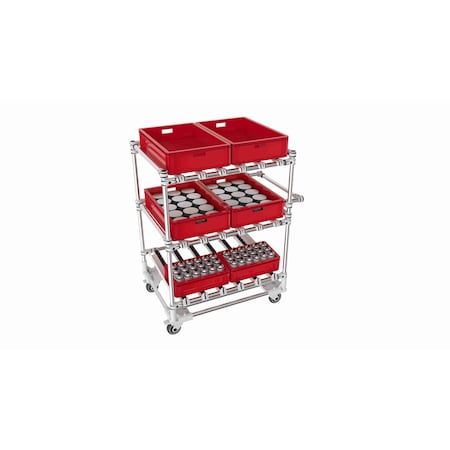 Trilogiq 3-Level Tubular Cart 3 Flanges Per Level Including Fifo Level And Horizontal Hand Bar. 32C-4