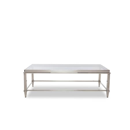 Homeroots 55" Clear and Silver Glass And Steel Coffee Table 283428