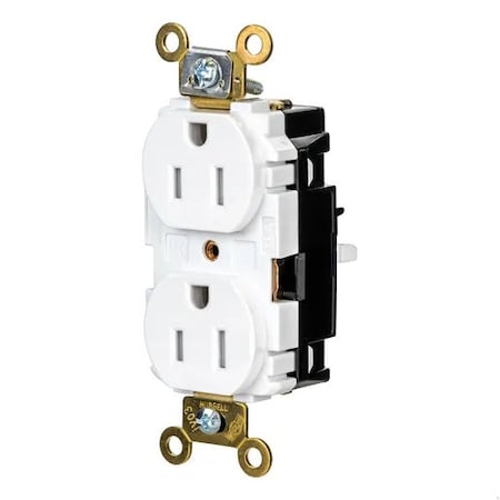 Hubbell Wiring Device-Kellems Straight Blade Receptacle, 5-15R, 15 A, 125V AC, 2 Pole, 3 Wire, Surface Mount, Grounded HBL5262STWTR