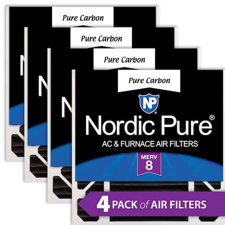 Nordic Pure 20x20x5 Pure Carbon Pleated Air Filter, High Capacity, MERV 8, 4 PK 20x20x5HPCP-4