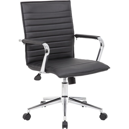 Boss Office Products B9533C Task Chair, Black Back, 23 in W 26" L 38-1/2" H, Fixed, Vinyl Seat B9533C-BK