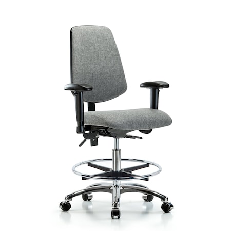 Blue Ridge Ergonomics Fab Med Bench Chair, Bk, CF, Cast, Gry, 6-Way Adjustable, 22" to 29" Height, Gray BR-FMBCH-MB-CR-T0-A1-CF-CC-F44
