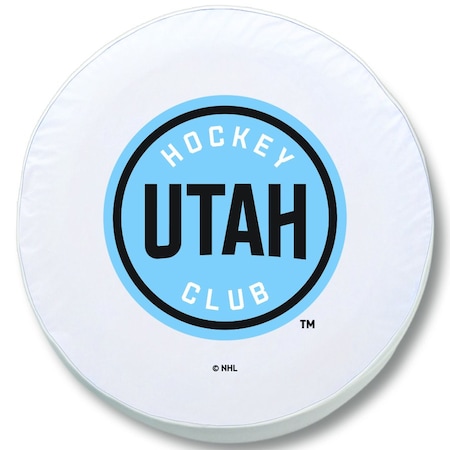 Holland Bar Stool Co Utah Hockey Club Tire Cover - Size E10 - 30inx10in on White Vinyl TC