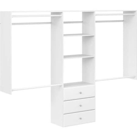 Easy Track 4ft to 8ft Deluxe Pro Closet Kit with Drawers, White PH80-WH
