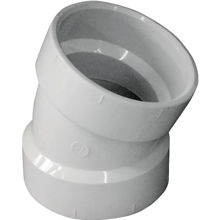 Genova CANPLAS Pipe Elbow, 2 in, Hub, 225 deg Angle, PVC, White 192552