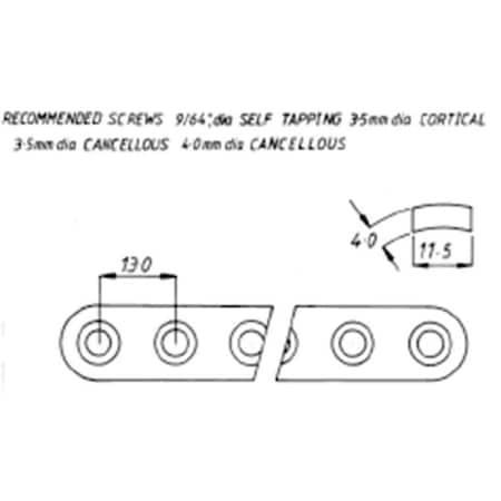 Jorgensen Laboratories Round-Hole Plate, Heavy-Duty, 3.5mm, 8 holes, 104mm J0408A