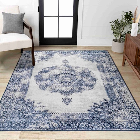 Jonathan Y Rosalia Cottage Medallion Dark blue/Ivory 3 ft. x 5 ft. Area Rug MDP403A-3