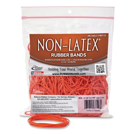 Alliance Rubber Non-Latex Rubber Bands, Size #19, Orange, 360PK 37198