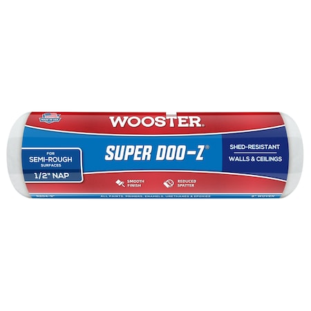 Wooster 9" Paint Roller Cover, 1/2" Nap Nap, Woven Fabric R204