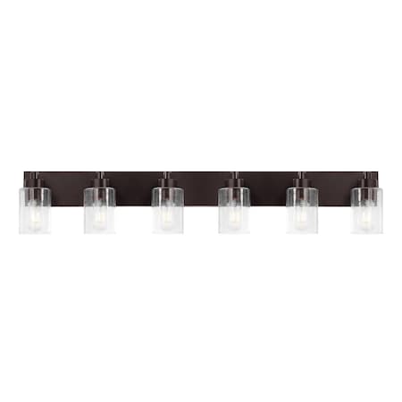Jonathan Y Irving 40" 6-Light Seeded Glass/Iron Modern Contemporary LED Vanity Light, Oil Rubbed Bronze JYL7621E