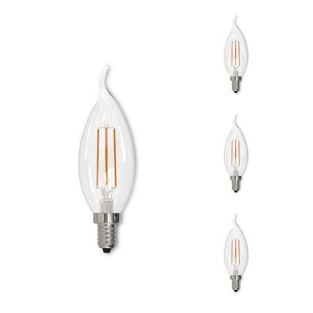 Bulbrite 40W Equiv Dimmable CA10 (E12) Candelabra Scrw Base Warm Wht Clear LED Filament Lght Bulb, 2700K, 4PK 861415