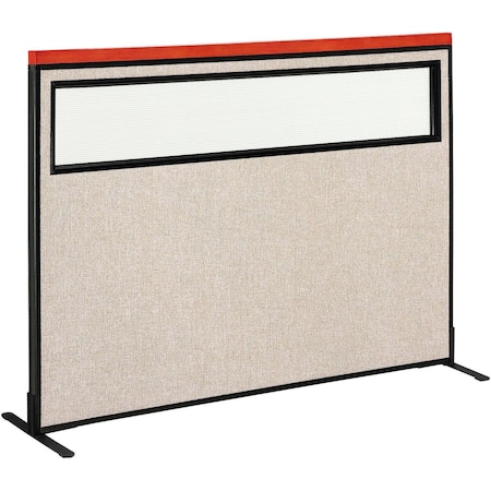 Global Industrial Interion Deluxe Freestanding Office Partition Panel w/Partial Window 60-1/4"W x 43-1/2"H Tan 694764WFTN