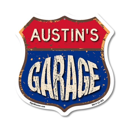 Signmission Austin's Garage, 12 Inch X 12 Inch, Plastic Sign SHI-P-12-383-AUSTIN