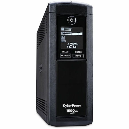 Cyberpower UPS System, 1500VA, Line Interactive, Out: 120V AC In: 90 to 142V AC CP1500AVRLCDTAA