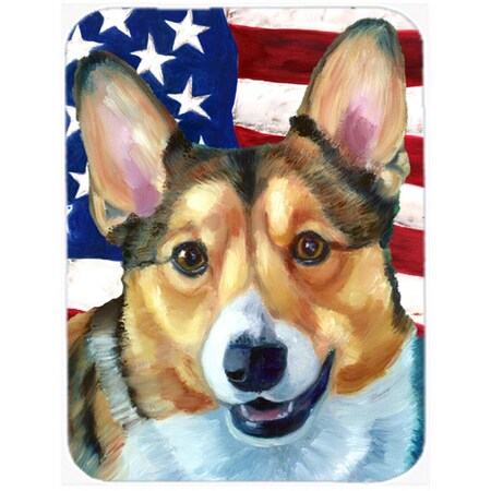 Carolines Treasures Corgi Usa Patriotic American Flag Glass Cutting Board- Large LH9546LCB