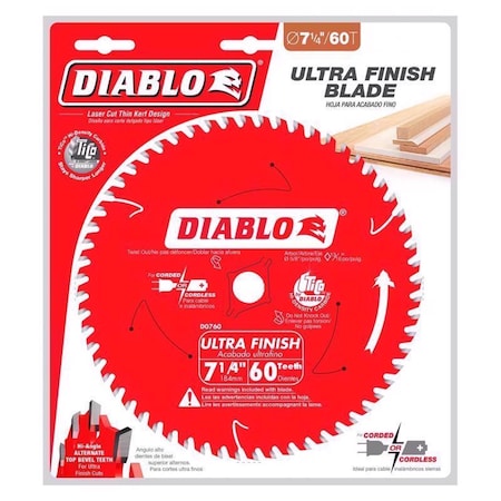 Diablo 7 1/4 in. D X 5/8 in. TiCo Hi-Density Carbide Finishing Saw Blade 60 teeth D0760A