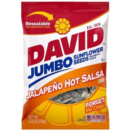 David David Jalepeno Hot Salsa Sunflower Seeds 5.25 oz. PK12 2620046470