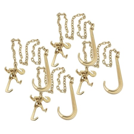 Mytee Products 5/16in x 6ft Long Shank J Hook Tow Chain w. RTJ Cluster & Grab Hook, 4PK CH5166-J-RTJx4