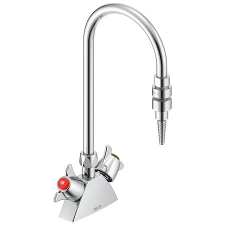 Delta Commercial W67 Series Mixing Faucet Two Handle Deck-Mount Laboratory Mixing Faucet In Chrome W6700-9