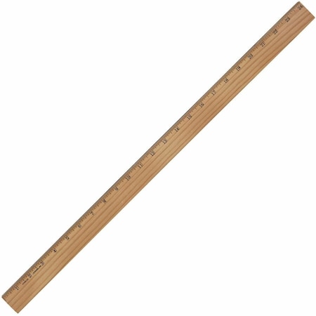 Charles Leonard Office Ruler, 24in Length x 1.3in Width, Wood, Metal, Brown 77324