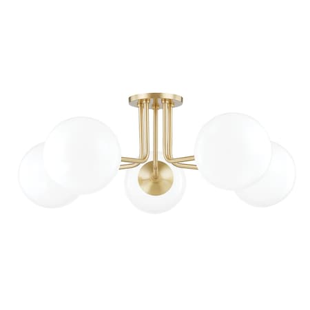 Mitzi Stella 5 Light Semi Flush 7.25 In. Aged Brass H105605-AGB
