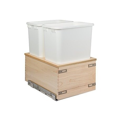 Century Components Kitchen Pull Out Waste Bin Container, 50 Qt White Double, Baltic CASBM145-50PF