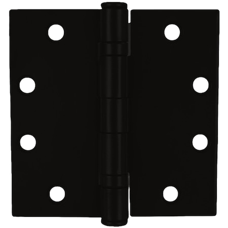 Global Door Controls 4.5 in x 4.5 in. Matte Black Full Mortise Squared Radius Ball Bearing Door Hinge Removable Pin, 6PK CP4545BB-US19