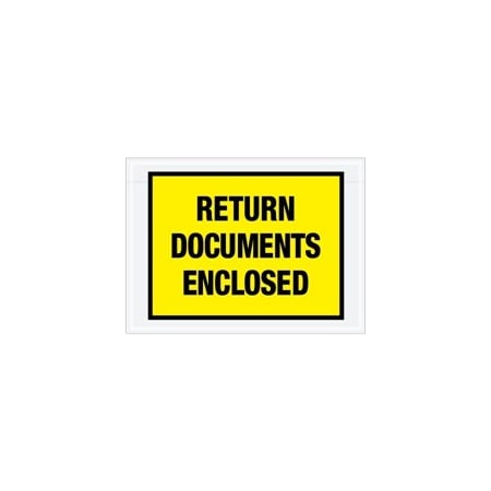 Bubblefast 7 1/2 x 5 1/2'' Yellow ''Return Documents Enclosed'' Envelopes, 1000PK BFPL448