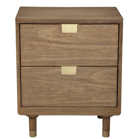 Homeroots 25" Solid Wood and Wood Two Drawer Nightstand 399258