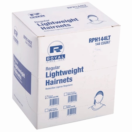 Amercareroyal Lightweight Latex-Free Hairnets, Nylon, 24", Black, 2880PK RPH144LTBK