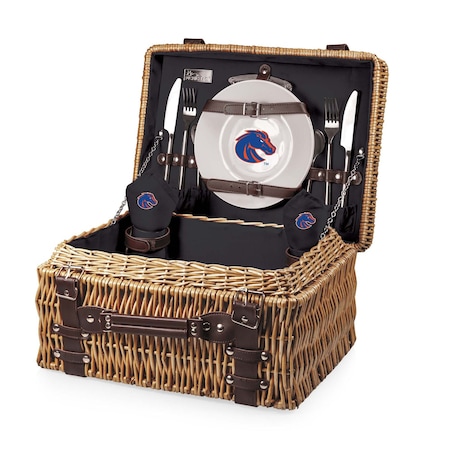 Picnic Time Family Of Brands NCAA Boise State Broncos Champion Picnic Basket for 2, Large Wicker Picnic Set 208-40-179-704-0