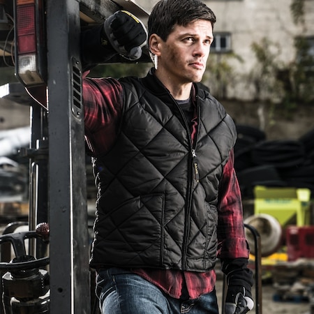 Game Workwear Men's Quilted Vest, Nylon Taffeta, Full Front Zipper, Navy, 2XL 1222-V