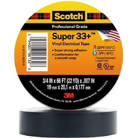 3M Scotch Super 33+ Vinyl Electrical Tape, 100PK 7010349613