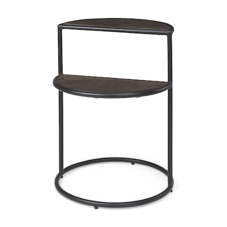 Homeroots 19" Espresso and Black Solid Wood and Metal Tray Table 605378