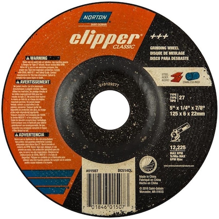 Norton Co 5 x 0.67 in. Clipper Classic Grinding Wheel 2027313