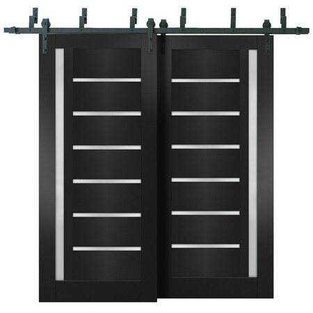 Sartodoors Sliding Closet Barn Bypass Doors 36x84 inches Black Solid Core Modern Interior QUADRO4088BBB-BLK-3684