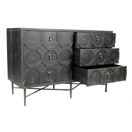 Homeroots 48" Dark Brown Solid Wood Six Drawer Double Dresser 489197