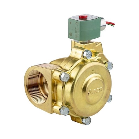 Asco Solenoid Valve, 2-Way, 2-Position, Normally Closed, 2 in Pipe Size, 120V AC, Slow-Closing, Brass 8221G013