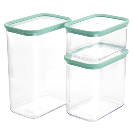 Martha Stewart 3 Piece Rectangular Plastic Stackable Container Set in Mint Green 131105.06