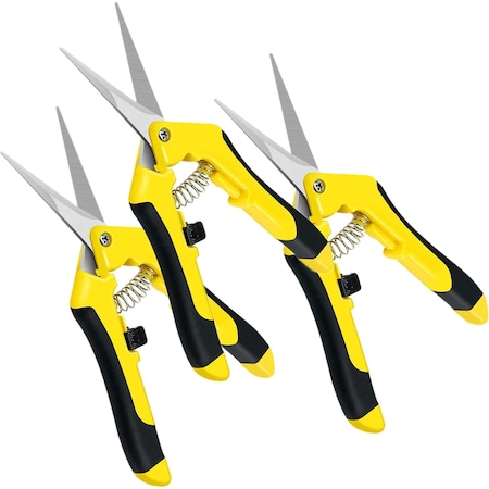 Ipower 6.5 Inch Gardening Hand Pruner Pruning Shears Trimming Scissors, Yellow, 3PK GLPRNR6X3