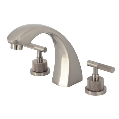 Kingston Brass Two-Handle Deck Mount Roman Tub Faucet with Knurled Handle, Brushed Nickel KS4368KNL