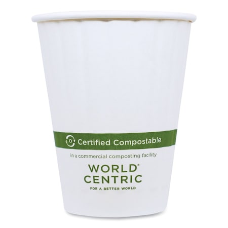World Centric Double Wall Paper Hot Cups, 8 oz, White, 1000PK CU-PA-8D