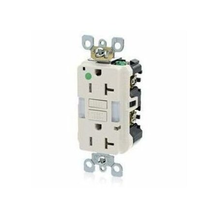 Leviton GFIRcptcl, 20A, 125VAC, Almnd, Polycarb GFNL2-HGT