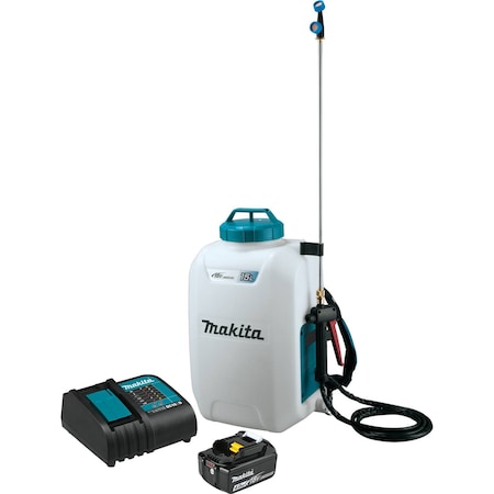 Makita 4 gal Backpack Sprayer, 5 9/16 ft L Hose, Cordless, Includes Battery/Charger XSU02SM1